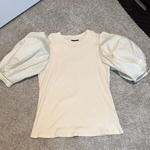 Who What Wear Cream Puff Sleeve Tee